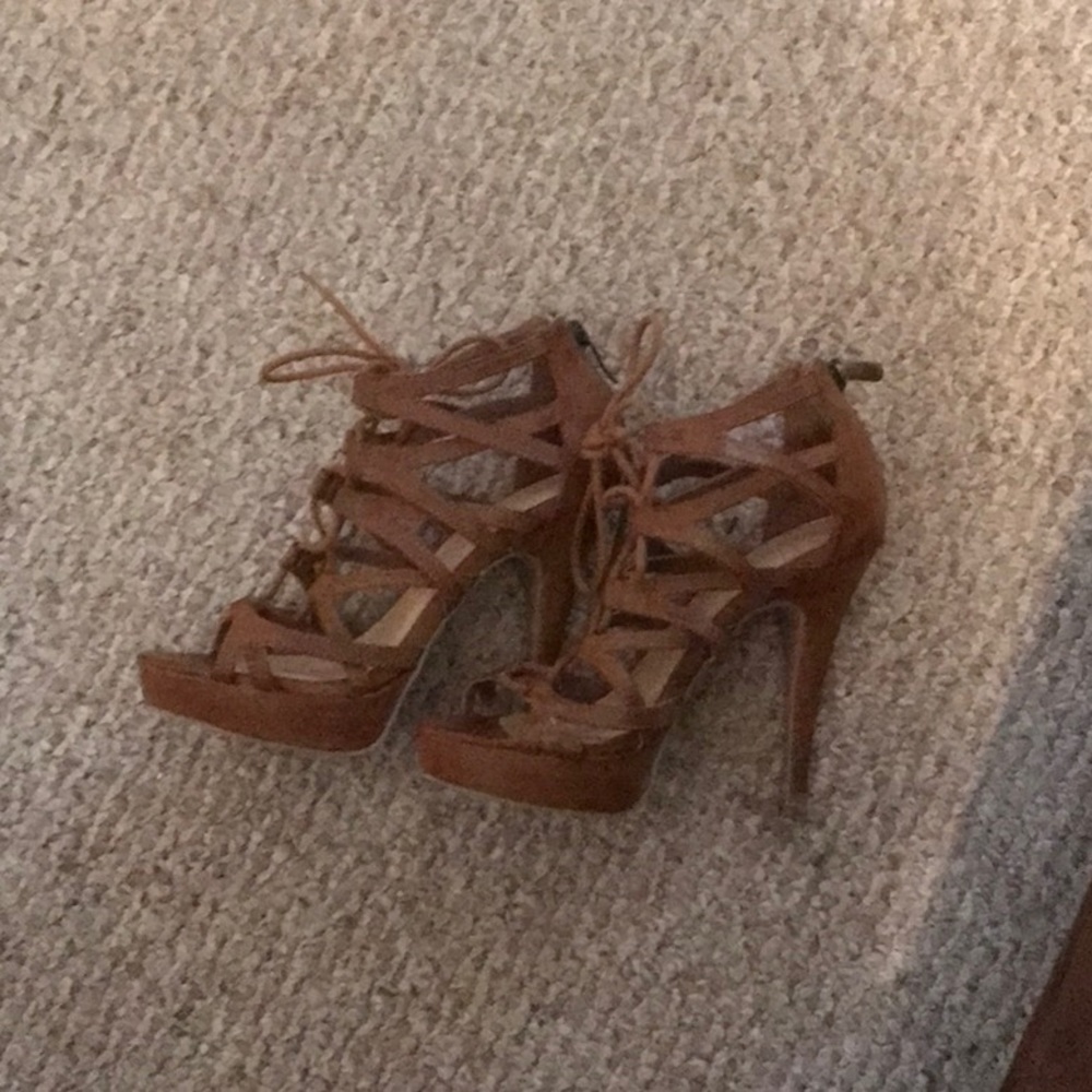 Tie up high heels